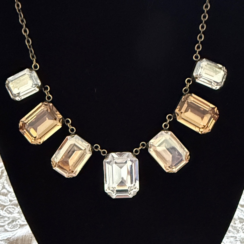 Touchstone Crystal Champagne and Clear Faceted Necklace - Picture 2 of 6